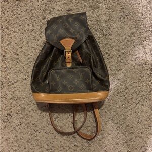 Louis Vuitton Classic Monogram Backpack with Tan Accents